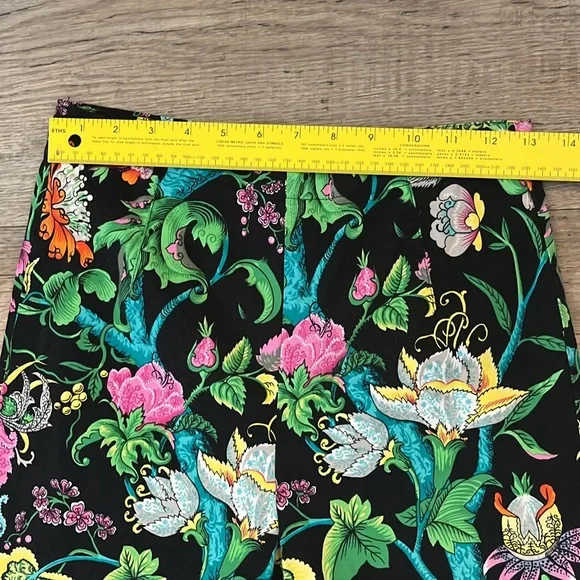 Vintage Staples Slacks Pants Black Vibrant Floral Print Size 6 - Picture 7 of 12